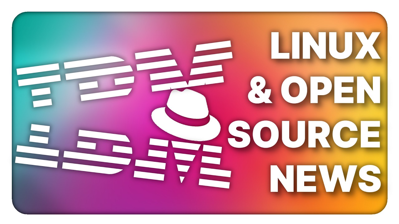 YouTube post by @TheLinuxEXP for TechCrunch. Caption reads: Red Hat being eaten, KDE Linux, Firefox getting....