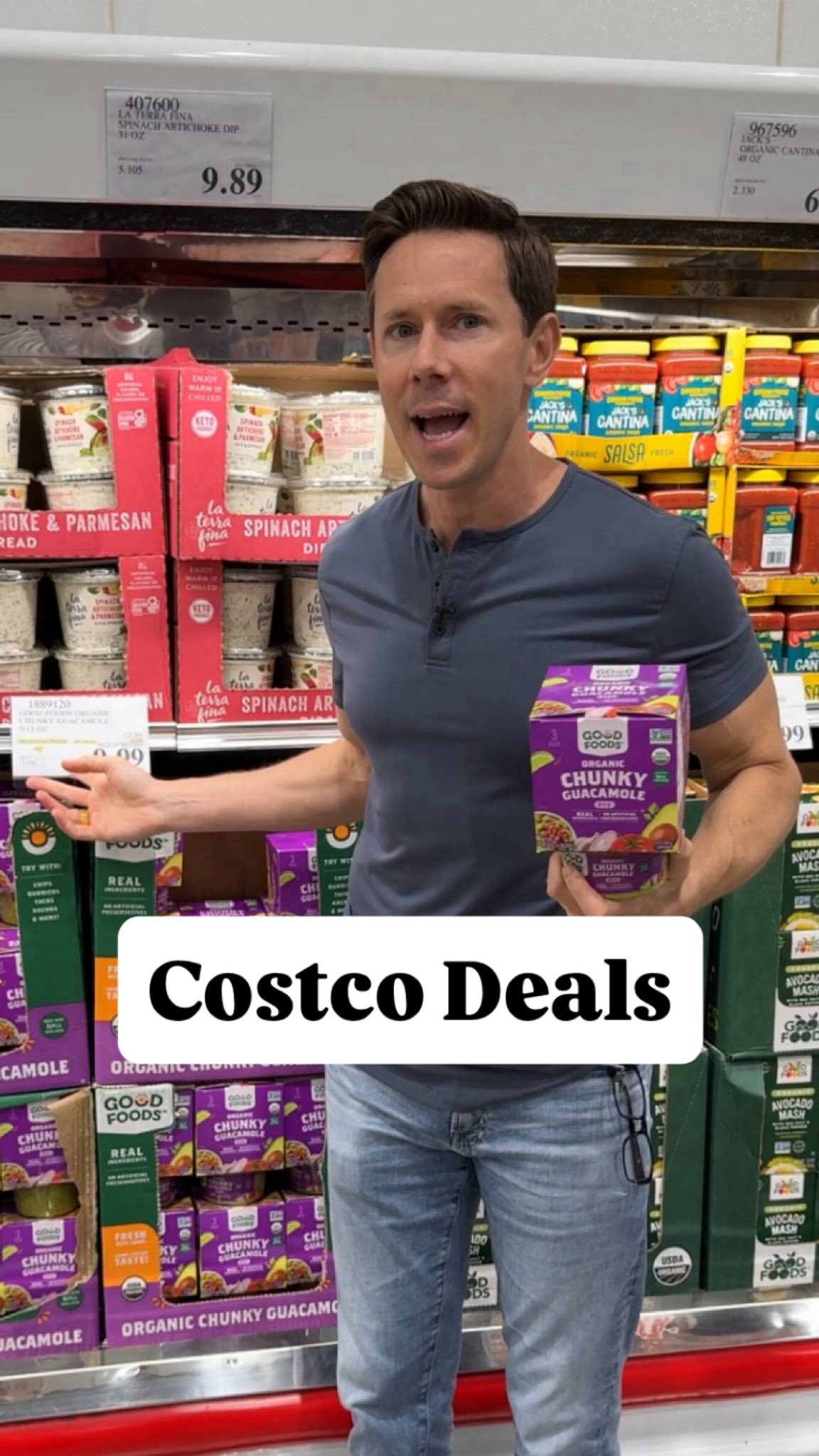 Instagram post by @bobbyparrish for Good Foods. Caption reads: #ad Costco deals for October just dropped,....