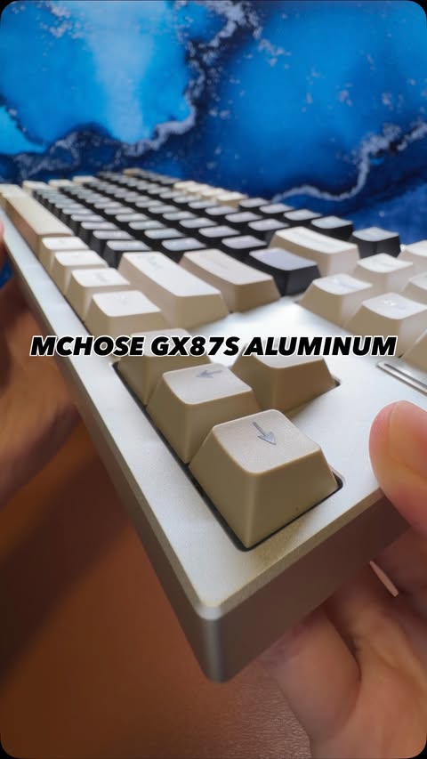 Instagram post by @craig.just.typing for Mchose. Caption reads: Unboxing and typing on MCHOSE GX87S ALUMINUM....