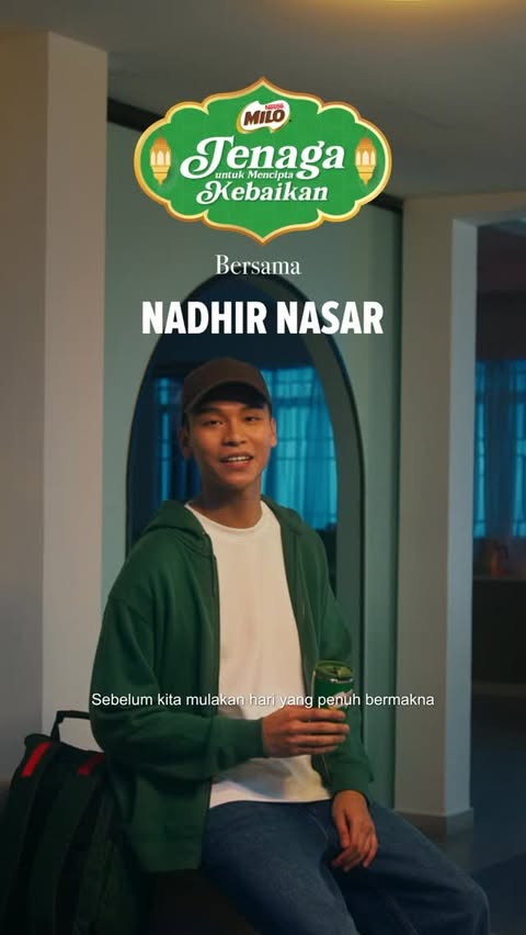 Instagram post by @nadhirnasar_ for Milo Perú. Caption reads: Pada bulan mulia ini, tenaga Nadhir dikongsi untuk....