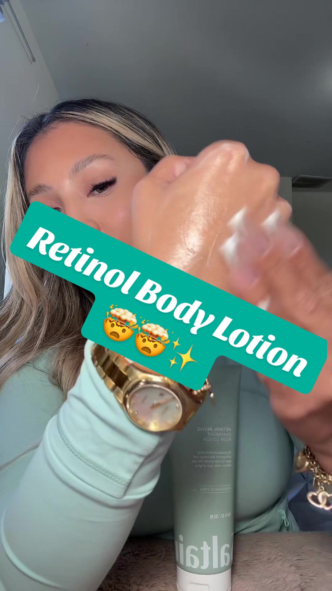 TikTok post by @giniglow for Saltair. Caption reads: 🧴✨Saltair Retinol Revive Overnight....