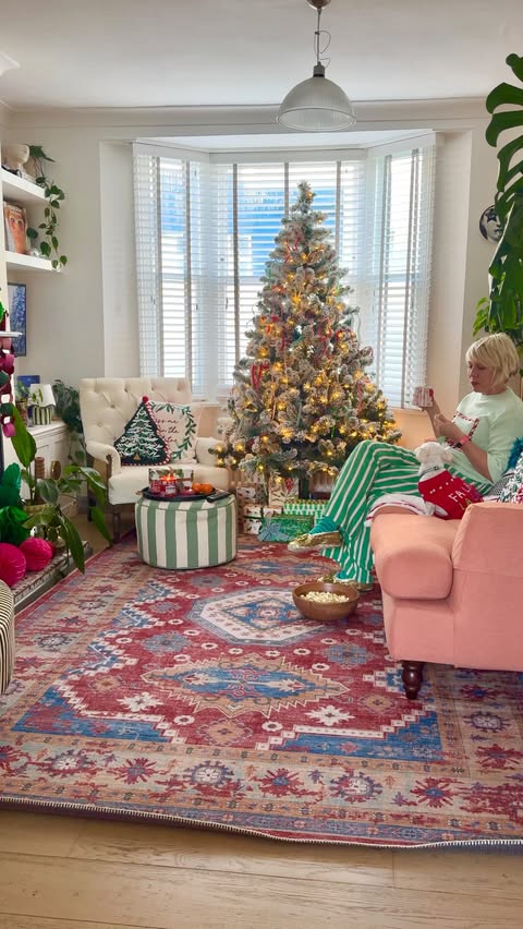 Instagram post by @maxinebradystyling for Kukoon Rugs. Caption reads: ad If you want your living room to feel more....