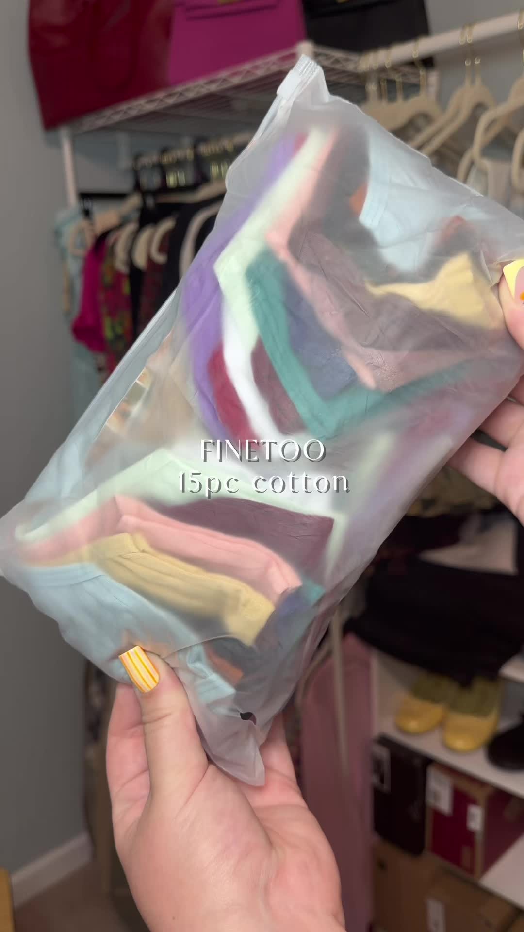 TikTok post by @jenn.the.creative for FINETOO. Caption reads: so comfy & breathable 🩲 @FINETOO #underwear....