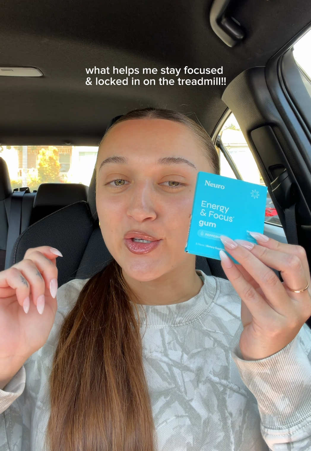 TikTok post by @itsjackiediaz for Neuro. Caption reads: [...] my treadmill runs is my @Neuro Gum 🏃‍♀️ Use....