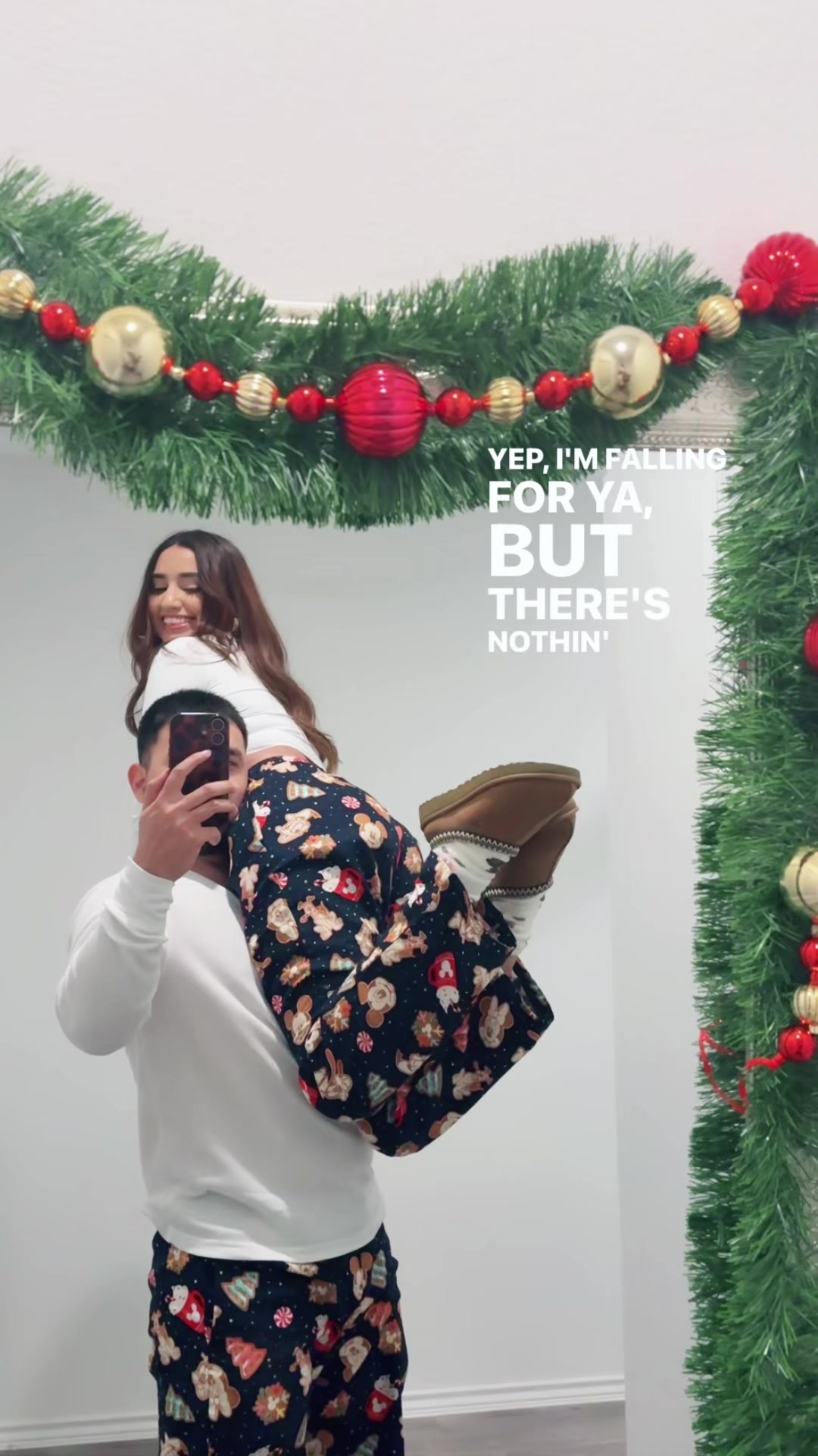 TikTok post by @_abbyaranda233 for Old Navy. Caption reads: Pjs from@Old Navy🎄 #fyp #couple #matchingpjs .