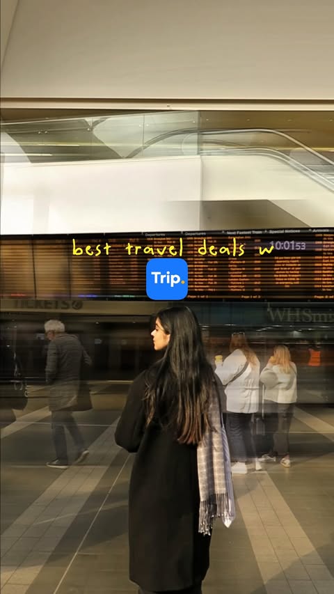 Instagram post by @kashishhhhh21 for Trip.com. Caption reads: [...] No regrets 😭🚆✨ Booked my train on....
