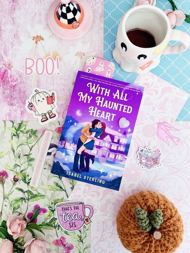 Instagram post by @temmathomas for Berkley Publishing Group. Caption reads: 🥐 With All My Haunted Heart by @isa_sterling ~....