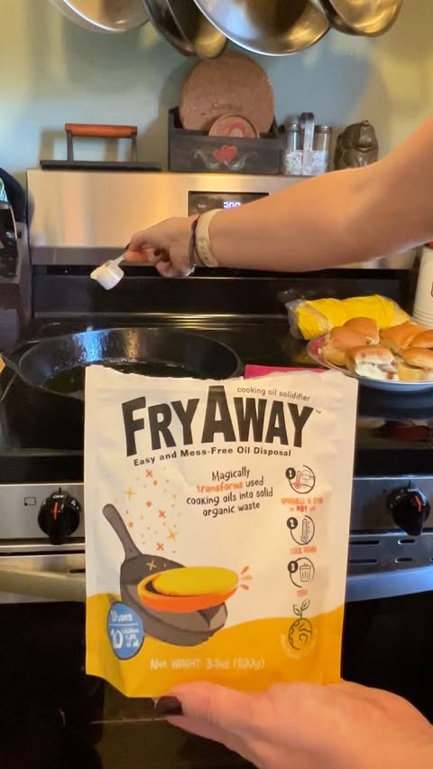 Instagram post by @simply_stephaaani for FryAway. Caption reads: [...] do with leftover grease after cooking,....