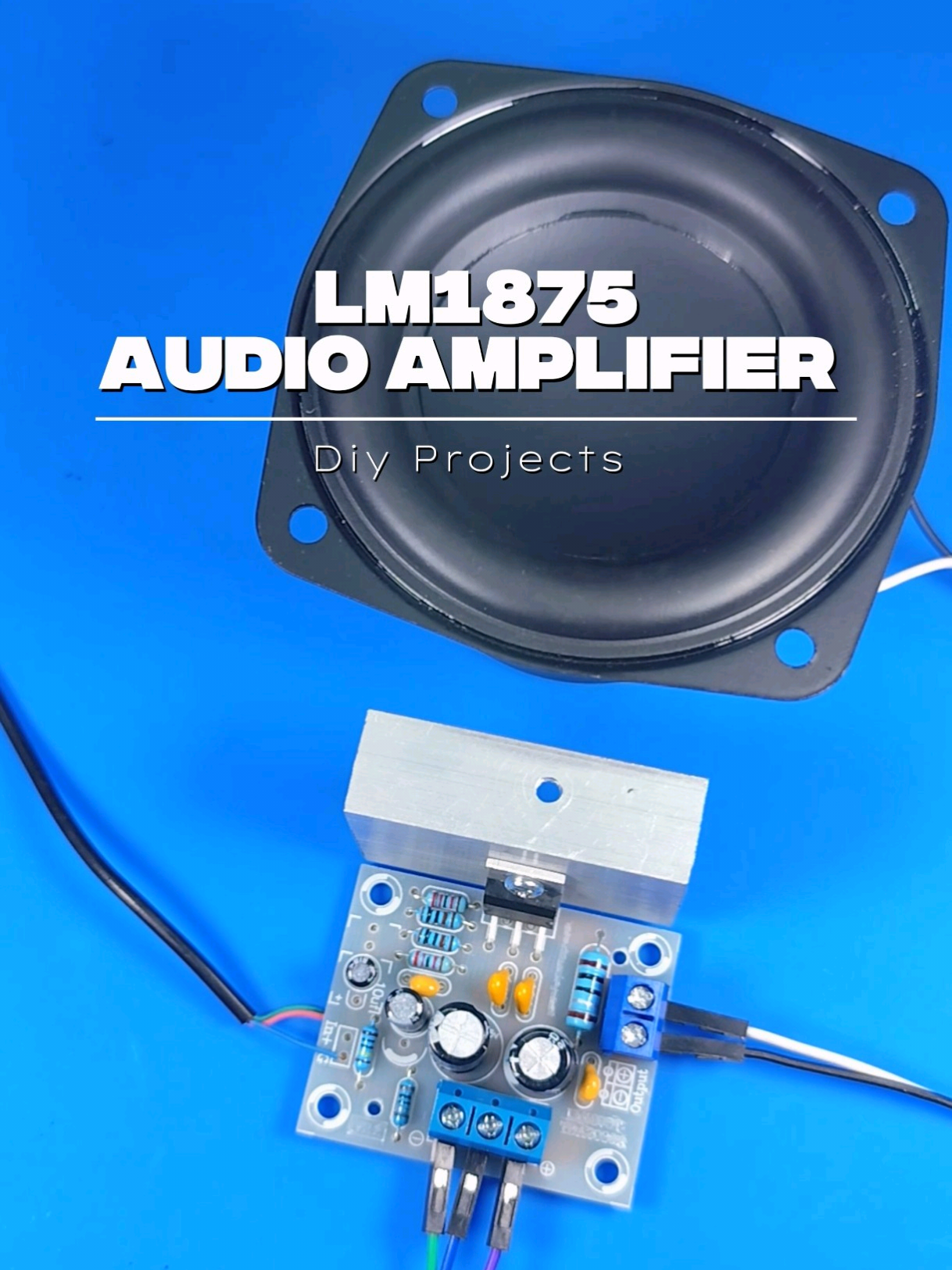 TikTok post by @elwarbraja for JLCPCB. Caption reads: LM1875 Audio Amplifier DIY — clean sound, strong....