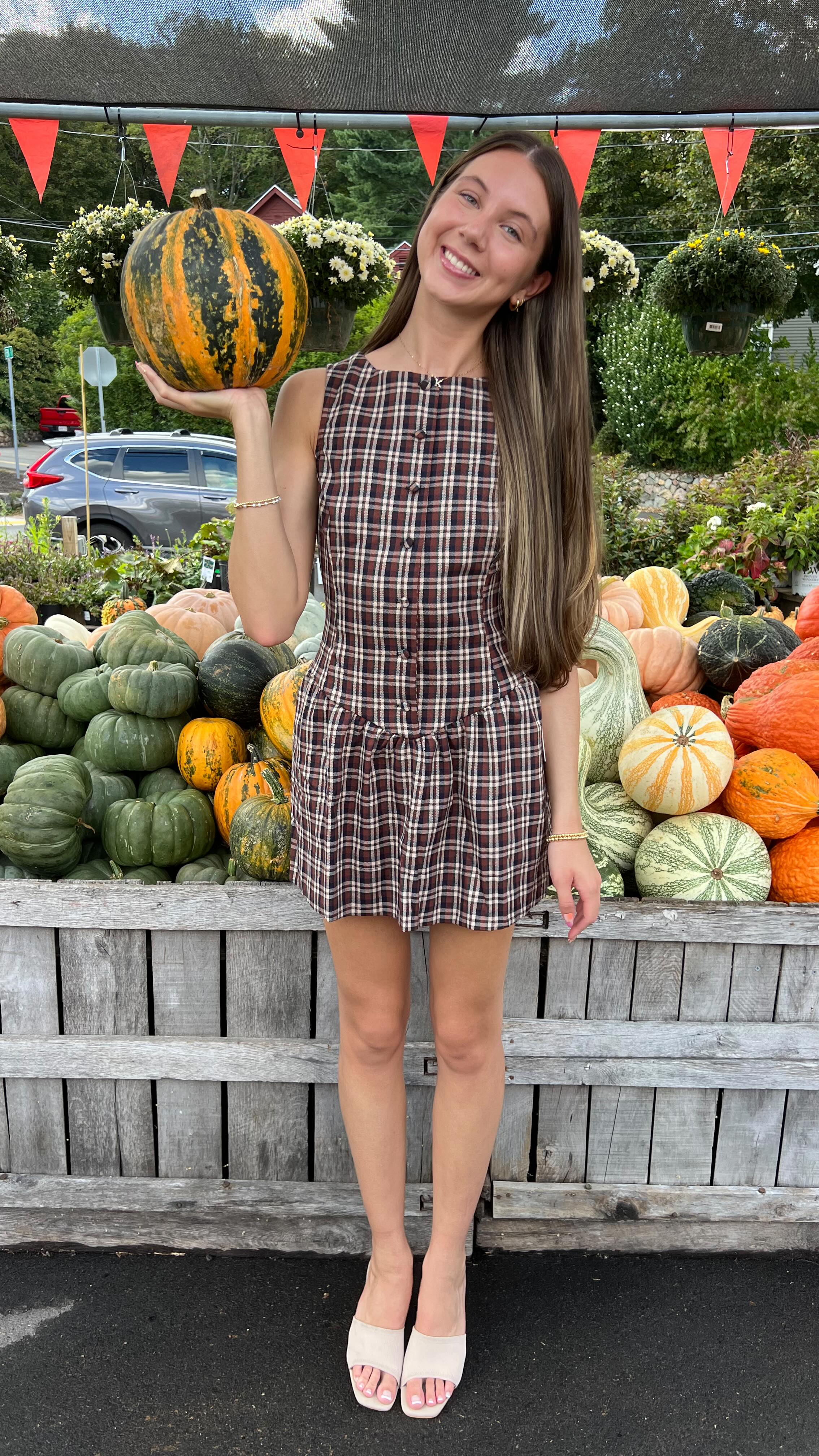Instagram post by @shopmaxandriley for Show Me Your Mumu. Caption reads: Pumpkin Picking in @showmeyourmumu 🎃#taptoshop.