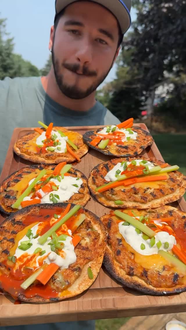 Instagram post by @chefcuso for Max. Caption reads: Buffalo Chicken Smashburger Tacos 🦬🏈 Ever wonder....