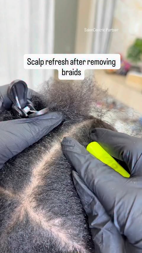 Instagram post by @hairbynay247 for SalonCentric. Caption reads: A full hair and scalp reset. @saloncentric 😍😍😍....