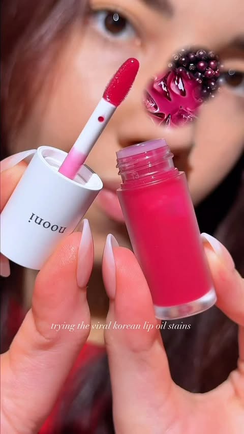 Instagram post by @sav.aesthetics_ for nooni. Caption reads: [...] these are the viral korean lip oils from....