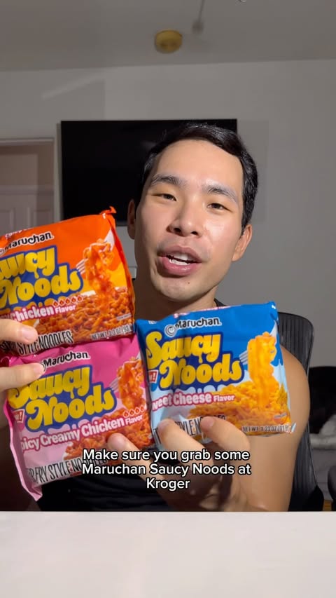 Instagram post by @asianchowdown for Maruchan. Caption reads: Try the @maruchan_inc Saucy Noods at Kroger! Link....