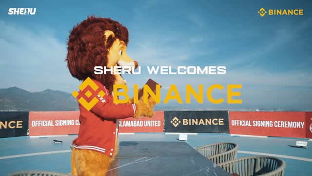 Instagram post by @redhotsheru for Binance. Caption reads: Welcoming Binance as Islamabad United’s official....