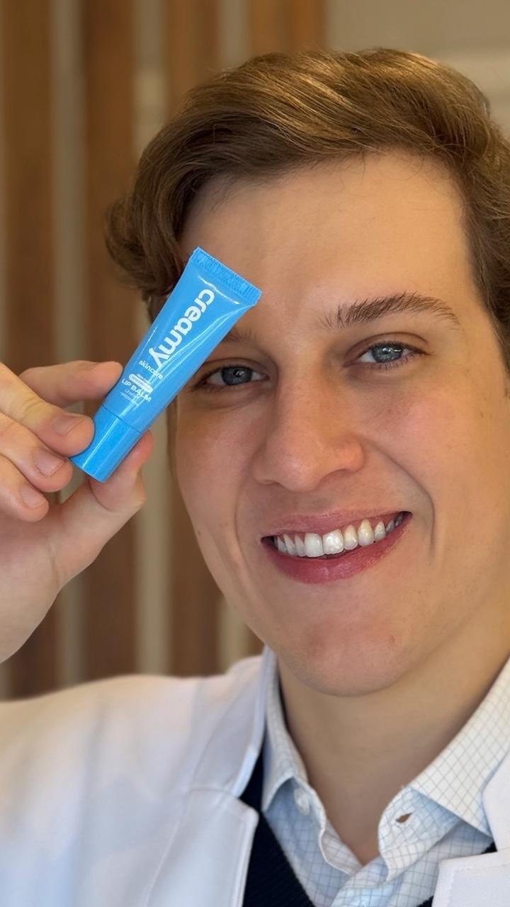 Instagram post by @marciovfilho for Creamy Skincare. Caption reads: O novo Lip Balm Incolor da @creamyskincare conta....