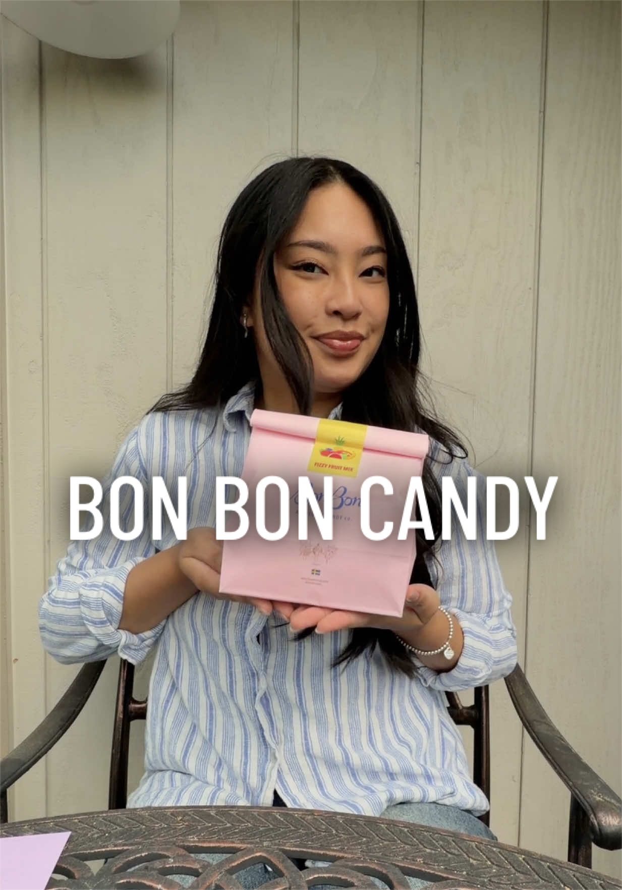 TikTok post by @alyssaabina for BonBon NYC. Caption reads: bon bon candy taste test! 🍓🍍🥭@BonBon - A....