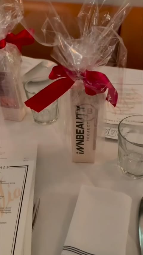 Instagram post by @shop.with.caroline for INNBEAUTY PROJECT. Caption reads: I love a good dinner conversation.. the kind that....