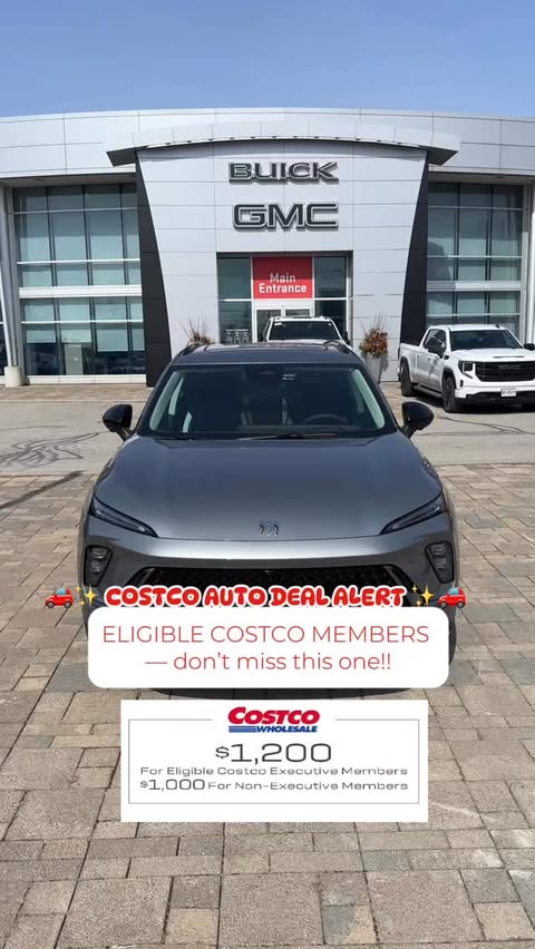 Instagram post by @costcofindscanada for Buick. Caption reads: 🚗✨ COSTCO AUTO DEAL ALERT ✨🚗 BUICK ENVISION ST....