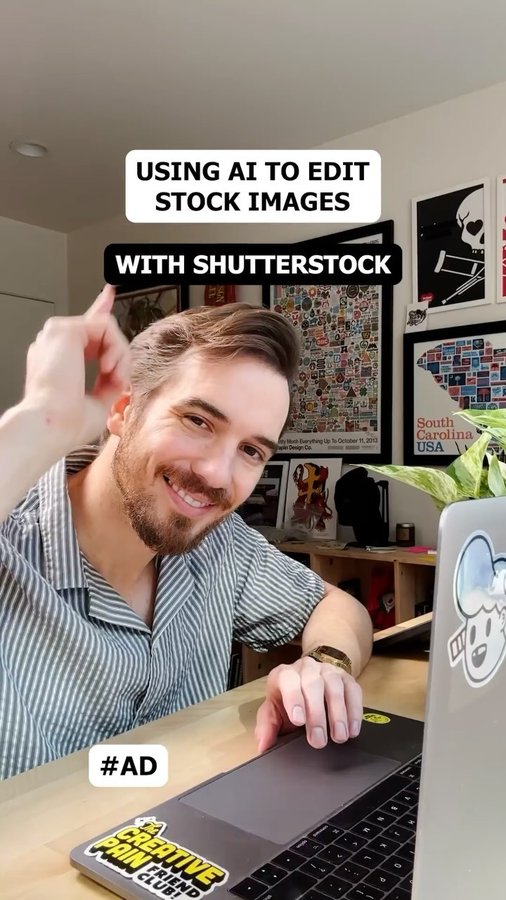 Instagram post by @thecreativepain for Shutterstock. Caption reads: Let’s check out the latest @shutterstock Creative....