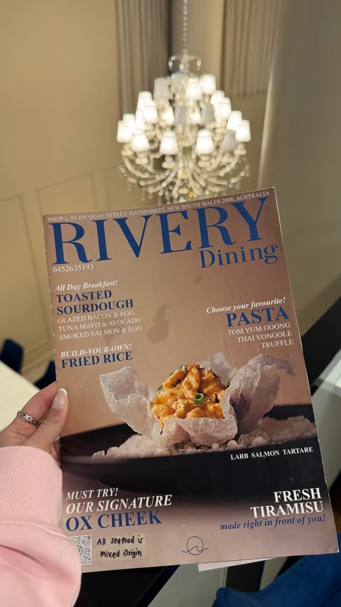 Instagram post by @yivonnn for Sydney's Food Scene. Caption reads: @rivery.dining brings together modern elegance,....