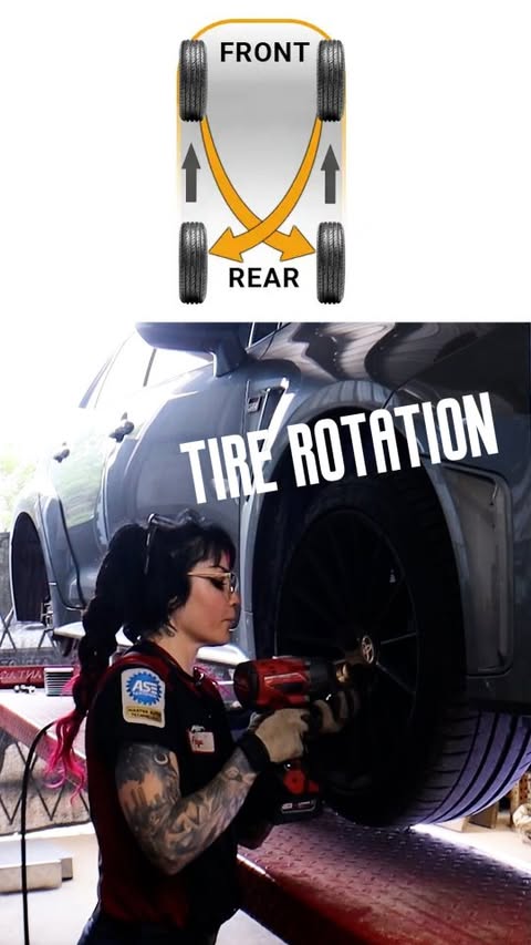 Instagram post by @pistonsandpixiedust for Toyota USA. Caption reads: [...] #mechanictips #tirerotation #GRCorolla....