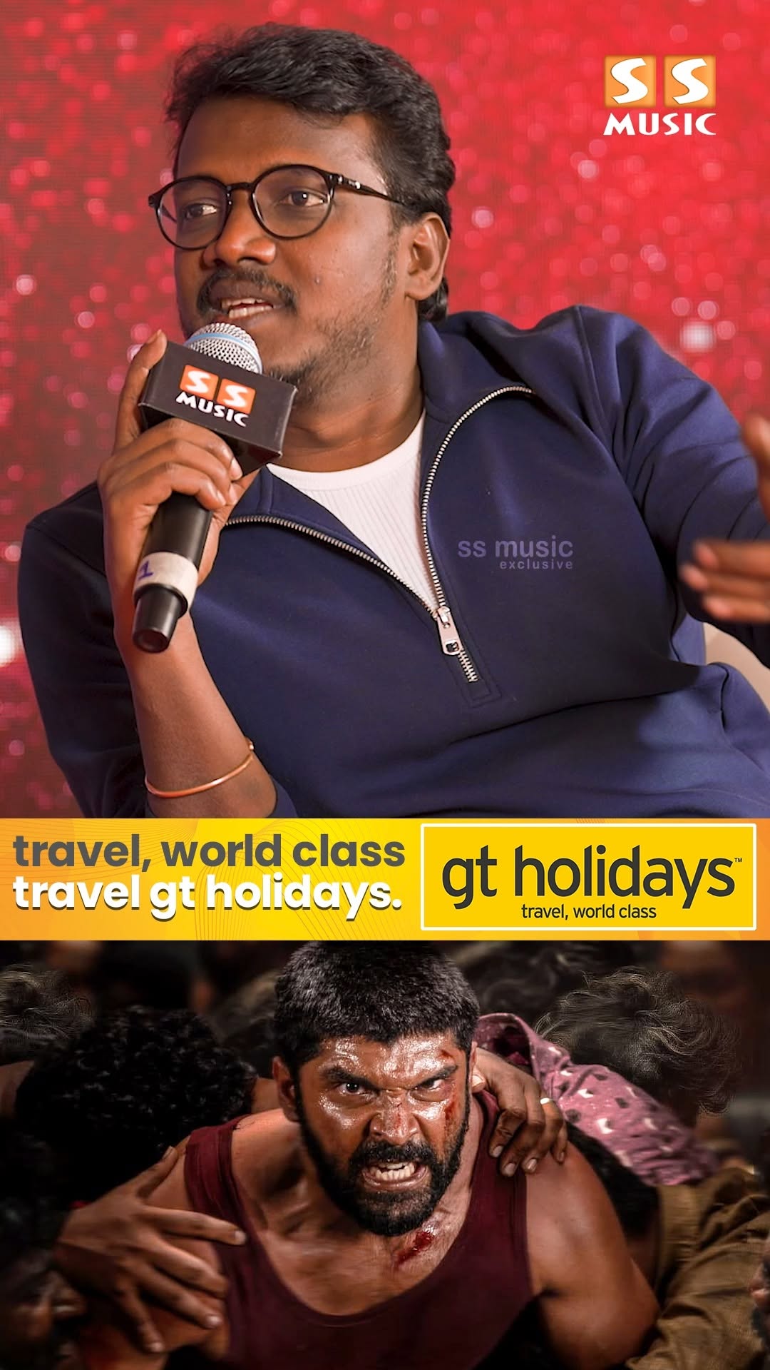 Instagram post by @ssmusicofficial for GT Holidays. Caption reads: Decoding Bison With Mari Selvaraj | Fans Fest |....