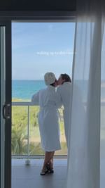 Instagram post by @nidsshukla for Air Transat. Caption reads: mornings with her in cuba 🌊

@airtransat....