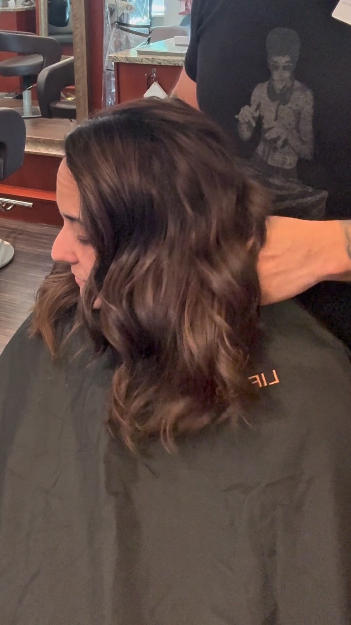 Instagram post by @houstonhair_constantino for Life Time. Caption reads: Ready for a transformation but don’t know when to....