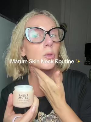 TikTok post by @dbjones03 for Eight Saints Skincare. Caption reads: My face has a routine… so why doesn’t my neck? 👀....